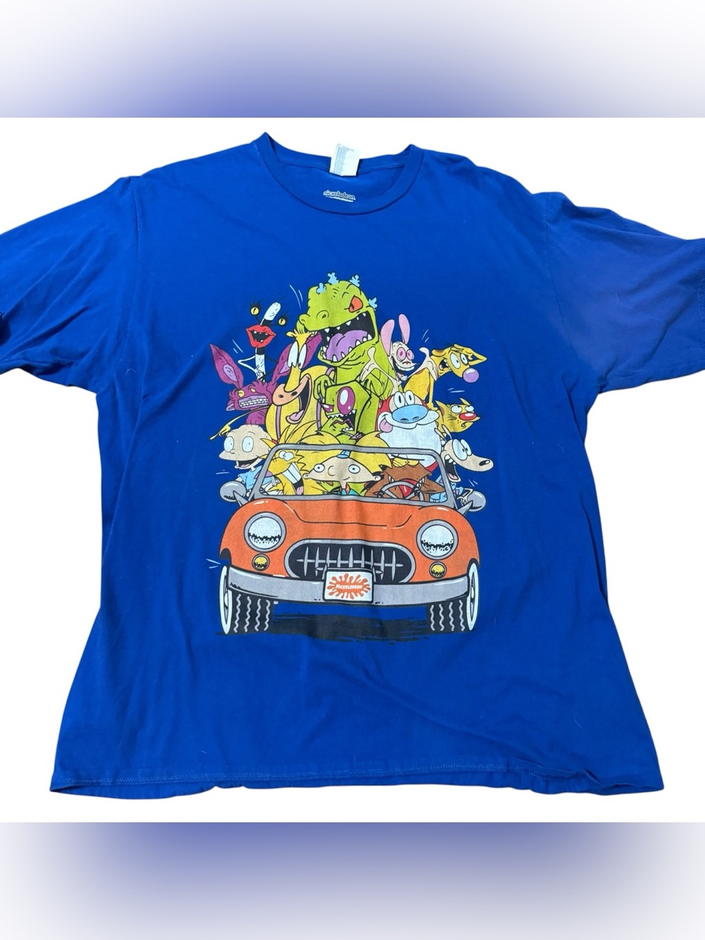 Nickelodeon 90s Cartoon Mashup T-Shirt Blue Port & Company‎ XL Rugrats Nicktoons
